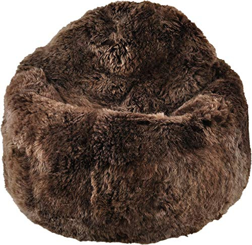 generisch Sitzsack Pouf aus echtem Island Lammfell braun gefärbt kurzwollig
