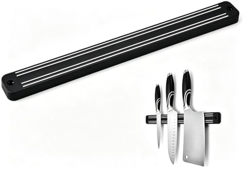 VKI Magnetleiste Messer, Messerhalter magnetisch schwarz, extrem selbstklebend Magnet Messerhalter