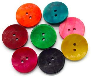 50 Stück edle Holzknöpfe 30mm 2-Loch rund bunter Mix Knöpfe im Set Teddyknöpfe, Bastelknöpfe zum nähen, annähen dekorieren 8 Farben