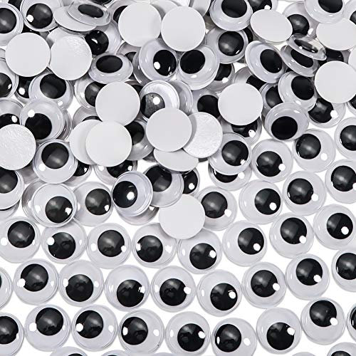 TOAOB Wackelaugen Selbstklebende 15mm 300 Stück Wiggle Googly Eyes Augen zum Aufkleben Kulleraugen Rund für DIY Scrapbooking Kunsthandwerk