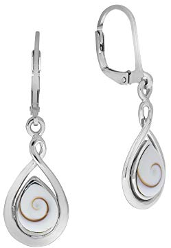 Zeeme Pearls Damen Ohrhänger 925/- Sterling Silber 3,7cm Glänzend Muschel weiß 342230018-1