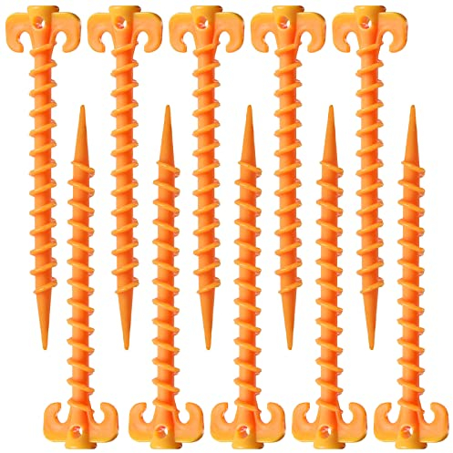 behone 10 pcs Schraube Spirale Zelt Peg Nagel, Zeltnagel Zeltheringe, Kunststoff Outdoor Camping Trip Zelt Peg Sandheringe Schraube Nagel Zeltheringe Zelte Stakes.(20cm×4.5cm, ⌀10)