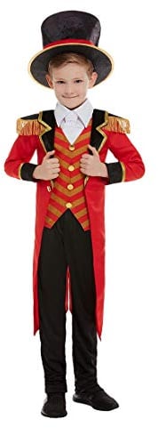 NET TOYS Edles Zirkusdirektor Kostüm für Kinder - Schwarz-Rot L, 10-12 Jahre, 145-158 cm - Extravagante Jungen-Verkleidung Tierbändiger - Perfekt geeignet für Kostümfest & Karneval