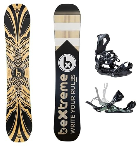 Bextreme Snowboard Freestyle Aurum Set mit SP Private. Snow Wide für Damen und Herren, hergestellt aus Bambus, Buche und Pappel. (Befestigung SP 42,5-44,5 EU, 152 cm)