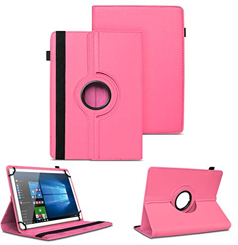 NAUC Tablet Schutzhülle kompatibel mit PEAQ Tablet PET 100 101 1008 10,1 Zoll Hülle 360 Grad Drehbar Tasche ultradünne Kunstleder Tablethülle Standfunktion 360° Drehbar Case, Farben:Pink