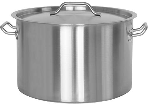 Beeketal 'BKT-32' Gastronomie Kochtopf ca. 30 Liter aus Edelstahl mit starken Griffen und Deckel, Topf für alle Herdarten geeignet (Induktion, Gas, Glaskeramik), ideal als z.B. Suppentopf