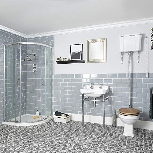 Milano Richmond - Quadrant Shower Enclosure High Level Cistern Toilet Bathroom Basin Sink Washstand