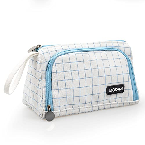 Mokani Astuccio Grande, Astuccio Scuola Grande Capacità, Organizzatore Scuola Media Università Ufficio per Studenti Ragazze Ragazzi Donne, Plaid Blu