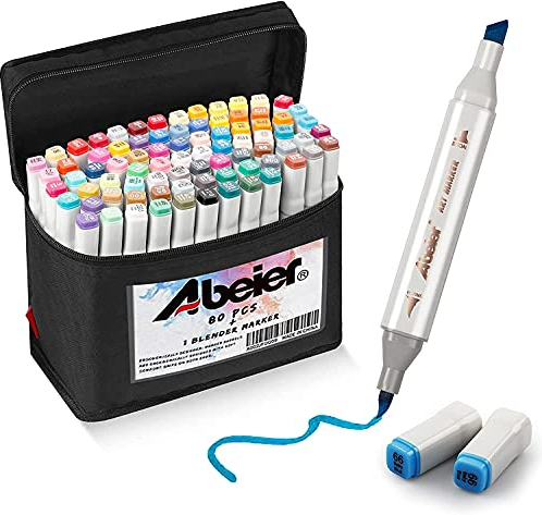 80 Colours Alcohol Markers,Dual Tip Alcohol Brush Markers,Art Pens for Artist and Students,Brush pens for Illustration Colouring Sketching Drawing,Art Supplies for Adults and Kids