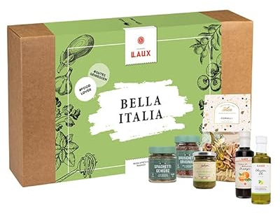LAUX Bella Italia Set - Geschenkbox mit 6 Italienischen Feinkost-Spezialitäten - Aus Hochwertigen Zutaten - Geschenke für Frauen - Weihnachtsgeschenke