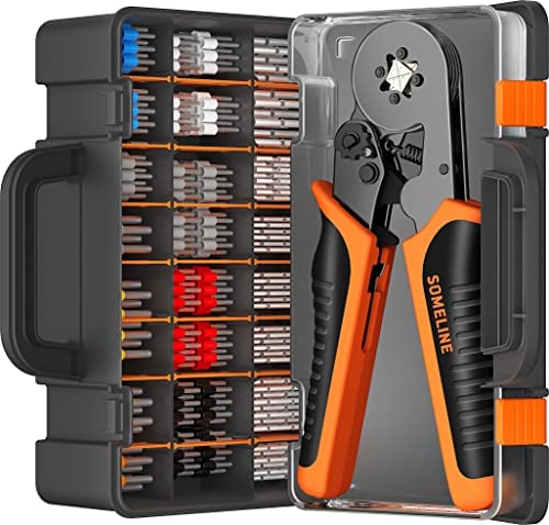 Someline - Pinza para crimpar, juego de virolas, 24 tipos de virolas, pinza de crimpado, terminal eléctrico, 0,25 a 10 mm² de crimper, juego de pinza electricista, pinza crimper, terminal eléctrico