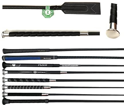 JA Horse Fleck Springpeitsche Springgerte Springstock Reitgerte (60 cm, FLEXIBEL - Kunstleder gewickelt schwarz)