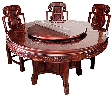 Nappe Transparente Verre Souple,Protecteur de Couverture de Table en Cristal Epaisse,Tapis de Table Anti Chaud,Housse de Protection Ronde en PVC,Résistant à L'huile,Etanche (2mm/0.08in,140cm/55.1in)