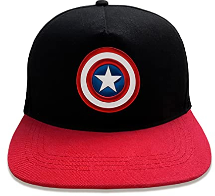 Marvel Captain America Snapback Cap für Herren, Schirmmütze und Logo, Schwarz