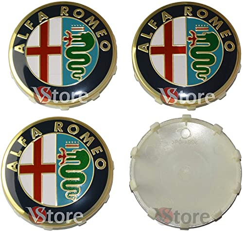 DVSWRB 4 Stück Auto Nabenkappen Nabendeckel für Alfa Romeo Giulietta 147 159 146 156, ABS Radnabenabdeckung Mit Logo Auto Felgendeckel Zubehör, Mitte Felgen Abzeichen Staubschutzabdeckung, 60mm