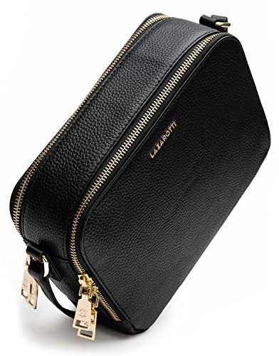 Lazarotti Bologna Leder Umhängetasche Damen | verstellbarer Schultergurt & 2 Hauptfächer | mittelgroße Crossbody Bag | Schultertasche 21 cm