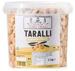 Terre Dei Trulli Tarallini Tradizionali 3 Secchielli Da 1kg | Taralli Pugliesi Per Uno Snack Veloce E Gustoso, Snack Salati Per Un Aperitivo Snack Genuino