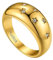 Benutzerdefinierter Edelstahl Kuppelring mit Strasssternen mit Namen Gravur 8.8mm breit Schlichter Polierter Siegelring Dünne Stapelbare Fingerringe für Damen Frauen Ringgröße 54.4（17.3） in Gold