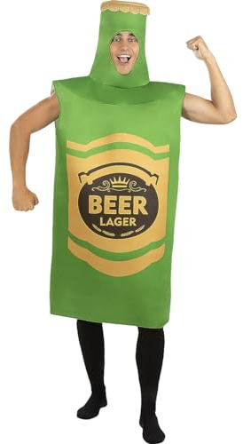Funidelia Green Bottle of Beer Costume for man, One Size Drink, Alcohol - Fancy dress for adults for parties, Carnival and Halloween