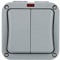 Weatherproof Switch Light Switch IP65 Outdoor Double Switch Dust-Proof Switch Outdoor Grey Dust Sockets Box for Outdoor Garden Bathroom Workshop Balcony-2 Gang