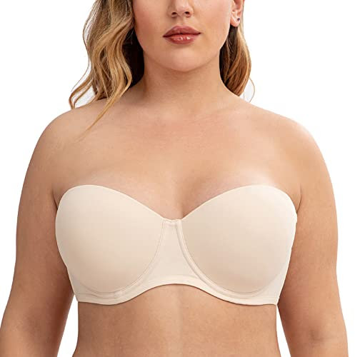 CASOLACE Reggiseno Senza Spalline a Fascia con Ferretto per Lisciare la Schiena da Donna Dollaro di Sabbia 6C