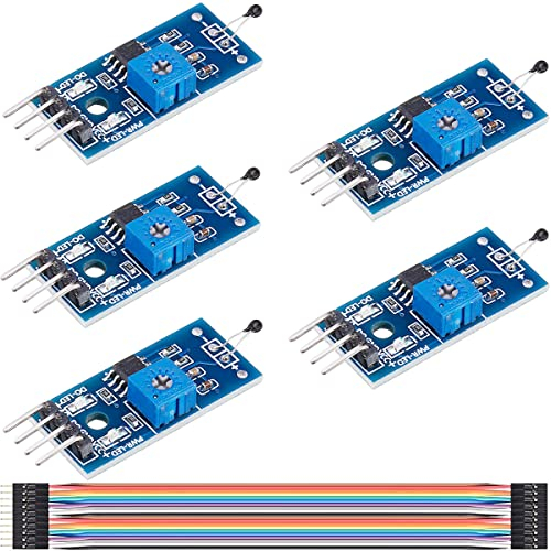 Youmile 5 Stück NTC-Thermistorsensormodul Digitales hochempfindliches 4-adrig mit DuPont-Kabel für Arduino DIY Kit MCU-Roboter