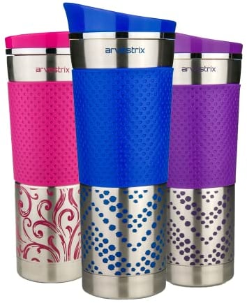 Arvestrix Travel Mug – Insulated Coffee Cup, 450ml Stainless Steel Flask | Leakproof, Double-Walled, Reusable | Keeps Drinks Hot & Cold | Ideal for Coffee, Tea & Smoothies | Cup Holder Friendly (Blue)