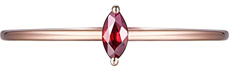 18 Karat (750) Rotgold Vintage Ringe, Ringe Frauen 0,13 ct Marquise-Taubenblut-Rubin Taubenblutrot Rubin Ring Größe 47 (15.0)