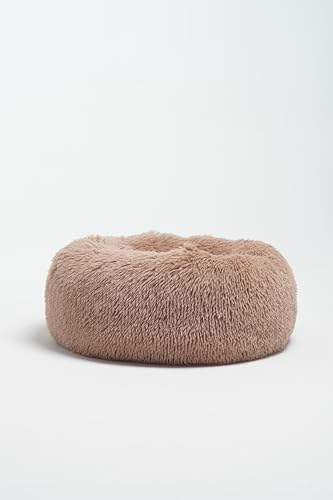 domyou Hundebett PETI Rund, Maschinenwaschbar Hundebett, Flauschig, Bequem, rutschfest Hundebetten, für kleine und große Hunde 50x50cm Beige