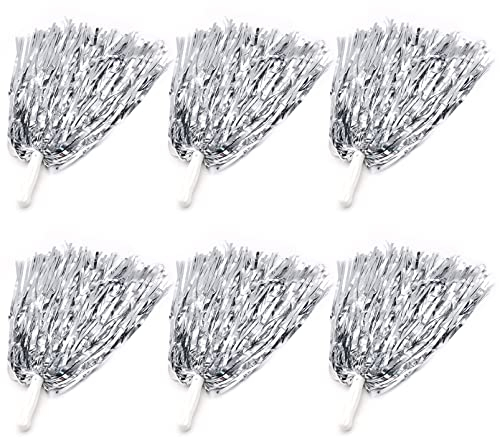 YAXIDAEVER 6 Stück Cheerleading Pom Pom,Cheer Leader Poms Pom,Sport Handblumen Cheerleader Pompons,Bright Metallic Cheers Ball für Aerobic Sport Party