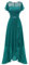 Berylove Vestido de noche largo y elegante para boda, vestido de cóctel, elegante, con mangas, cintura elástica, verde pavo real, XL