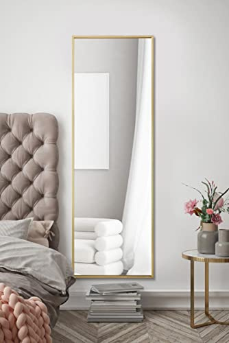 MirrorOutlet The Artus - Gold Modern Aluminium Edged Wall Mirror 47 X 16 (120CM X 40CM) Silver Mirror Glass