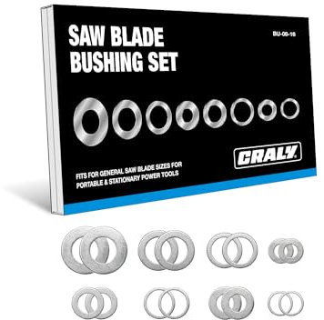 CRALY Saw Blade Bushing Set, Arbor Adapter Kit, Reduction Ring Combo, 30mm-5/8'', 20mm-5/8'', 7/8''-5/8'', 20mm-1/2'', 1''-5/8'', 20mm-10mm, 5/8''-3/8'', 5/8''-1/2'', 16-Pack(BU-08-16)