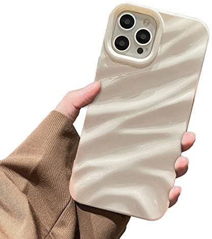 Sayoaho Water Ripple Pattern Case - Compatible with iPhone 13/14 (6.1'') - Soft TPU Shockproof Protective Cover for Women & Men - White