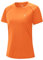donhobo Damen Sport Fitness T-Shirt Kurzarm O-Ausschnitt Laufshirt Sommer Atmungsaktiv Schnelltrocknend Casual Sportshirt Running Traniningsshirts (Orange, XXL)