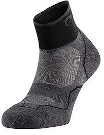 Lurbel Desafio Three, Calcetines de trail running, calcetín anti-ampollas, anti-olor, calcetines transpirables de montaña, unisex. (36-38, Gris/Negro)