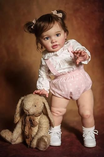 iCradle Reborn Baby Dolls Lebensechte Reborn Baby Puppen Mädchen mit 26 Zoll Reborn Kleinkind Prinzessin Mädchen Silikon Puppe Real Life Standing Girl Reborn Puppen Bebe Spielzeug Xmas
