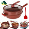 Qivine 6Pcs/Set Non Stick Frying Pan with Lid, 32cm Purple Clay Ceramic Pot, 4 in 1 Kitchen Cookware Sets Frying Pan Kit with Steamer, Spatula and 2 Sponge Cleaner for Induction Gas All Hobs