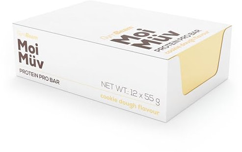 GymBeam Barretta Proteica MoiMüv Pro 12 x 55 g, Snack Multistrato, Ricoperta di Cioccolato al Latte, Ricca di Proteine, Promuove la Crescita Muscolare e la Salute delle Ossa (cookie dough)