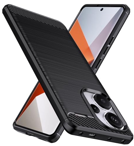 Natbok Funda para Xiaomi Redmi Note 13 Pro Plus 5G,TPU Suave + Fibra de Carbono Flexible Carcasa,Grado Militar a Prueba de Golpes,Anti-Raspaduras,Antideslizante Funda Redmi Note 13 Pro Plus,Negro