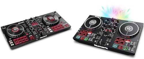 Numark Mixtrack Platinum FX - 4 Deck DJ Controller with DJ Mixer, Built-in Audio Interface & Party Mix - DJ Controller with Party Lights, DJ Set with 2 Decks, DJ Mixer