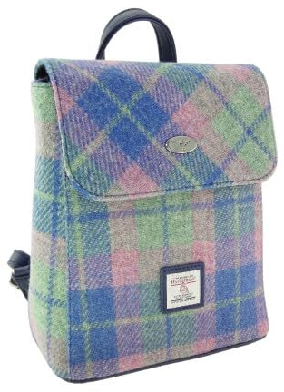 Glen Appin OF SCOTLAND Harris Tweed Tummel Backpack/Rucksack LB1213 (Col 135 Blue Pink Check)