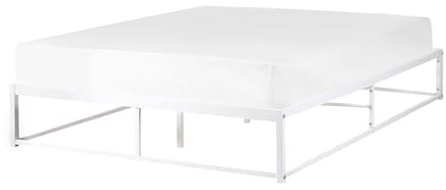 Bett Metall weiß Lattenrost 160x200 cm Metallbett Doppelbett industriell Viry