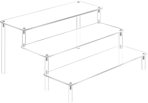 Hisdricus Klare Acryl Display Ständer, 3 Stufige Riser für Figuren, Schmuck, Cupcakes und Mehr - Perfekt für Amiibo, Funko Pops, Nagellack, Gewürze, Kunsthandwerk, Desserts