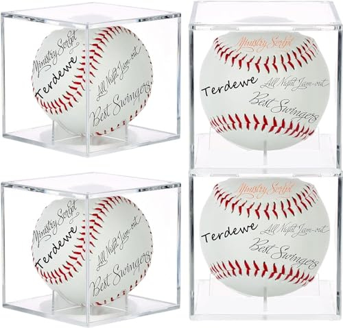 Baseball-Vitrine, Baseball-Box, UV-geschützter quadratischer Baseballhalter aus Acryl, für offizielle Ballgröße, 4 Stück