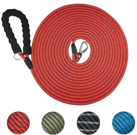 YUAN NIAN Schleppleine für Hunde, 5M / 10M / 15M Starke Hundeleine mit Bequemen Gepolsterter Griff, Ausbildungsleine für Kleine bis Große Hunde (Rot, 10M × 10MM)