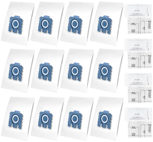 12 Sacchi per Aspirapolvere Compatibili con Miele GN - S2, S4, S5, S6, S8, Complete C2/C3, Classic C1, S2000, S5000 e S8000 con 4 Filtri di Scarico e 4 Filtri Motore
