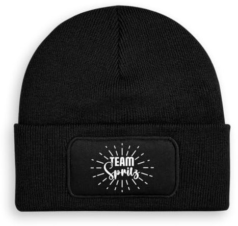 Prozente Momente Team Spritz - Beanie | Strickmütze | Wollmütze | Beanie mit Druck | lustige Sprüche | Apres-Ski | Winter | Schwarz