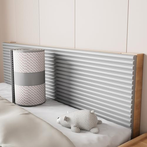 APMOE Wandpaneele Gepolstert für Kinderzimmer - 200 cm Wandpolster Selbstklebend, 1 cm Dick Anti-Kollision Wandkissen Bett Kopfteil, Polsterpaneel Wand Wandschutz Bett für Kinder(Grau,20x200cm)