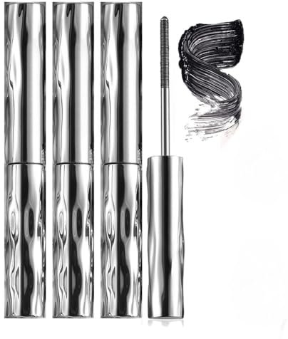 Wimperngrundierung mit Stahlrohr, natürliche, wischfeste, lang anhaltende Wimperntusche mit Gewinde für einen verdichtenden Effekt, wasserfeste 3D-Wimperntusche mit Curling-Eisen (3PC,Black)